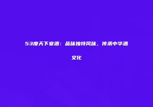 53度天下宴酒：品味独特风味，传承中华酒文化