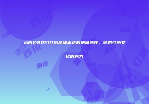 小西拉2014红酒品味真正的法国酒庄，领略红酒文化的魅力