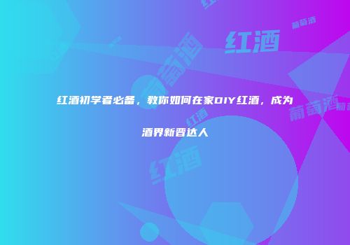 红酒初学者必备，教你如何在家DIY红酒，成为酒界新晋达人