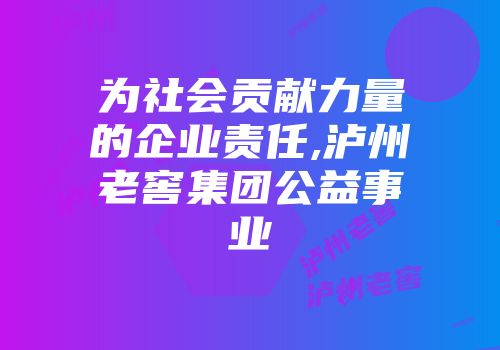为社会贡献力量的企业责任,泸州老窖集团公益事业