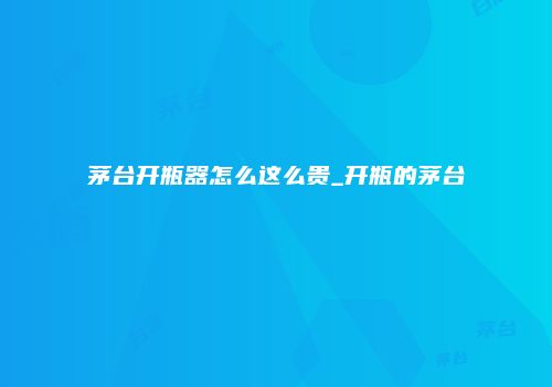 茅台开瓶器怎么这么贵_开瓶的茅台