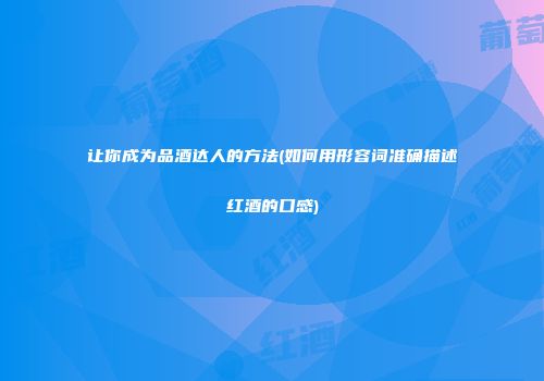 让你成为品酒达人的方法(如何用形容词准确描述红酒的口感)