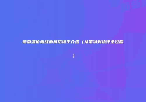 葡萄酒价格战的幕后推手介绍（从策划到执行全过程）