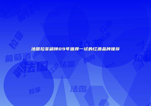 法国拉菲副牌09年值得一试的红酒品牌推荐