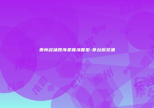 贵州名扬四海柔雅浓香型-茅台原浆酒