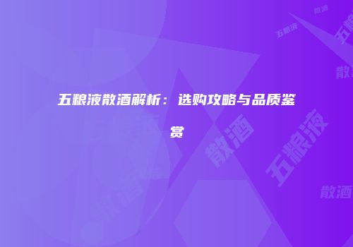 五粮液散酒解析：选购攻略与品质鉴赏