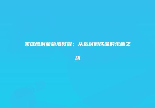 家庭酿制葡萄酒教程：从选材到成品的乐趣之旅
