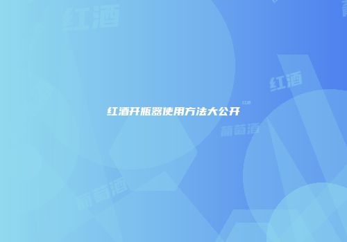 红酒开瓶器使用方法大公开