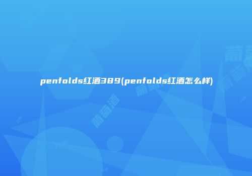 penfolds红酒389(penfolds红酒怎么样)