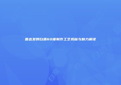 固态发酵白酒60度制作工艺揭秘与魅力解读