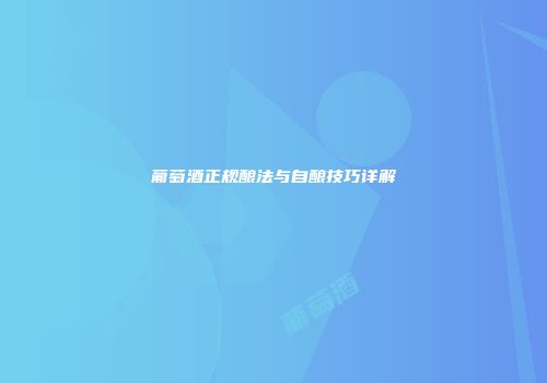 葡萄酒正规酿法与自酿技巧详解
