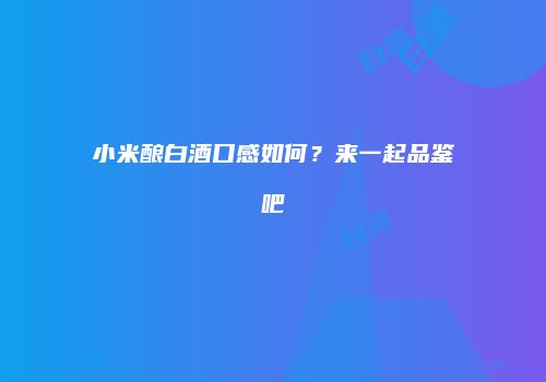 小米酿白酒口感如何？来一起品鉴吧