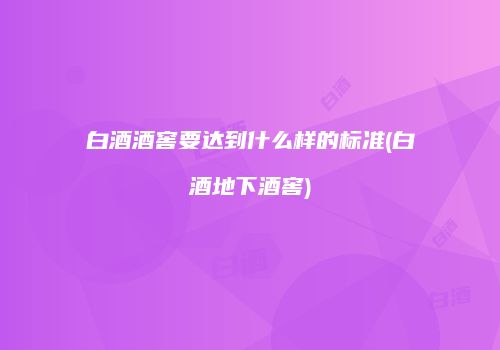白酒酒窖要达到什么样的标准(白酒地下酒窖)