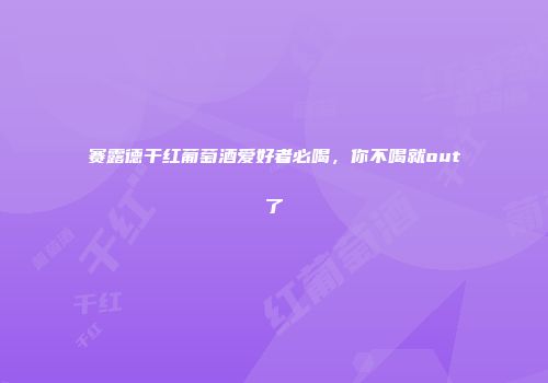 赛露德干红葡萄酒爱好者必喝，你不喝就out了