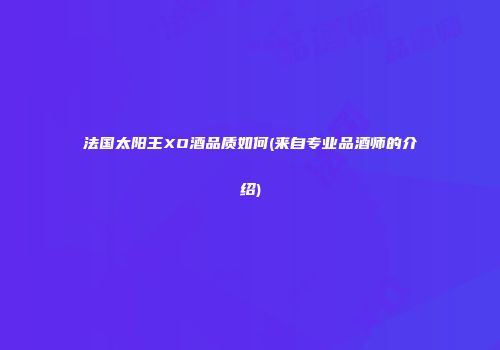 法国太阳王XO酒品质如何(来自专业品酒师的介绍)