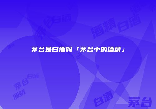 茅台是白酒吗「茅台中的酒精」