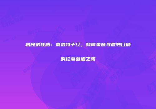 勃艮第佳酿：夏洛特干红，醇厚果味与微妙口感的红葡萄酒之旅