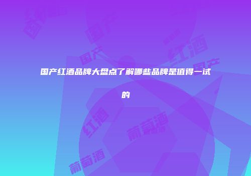 国产红酒品牌大盘点了解哪些品牌是值得一试的
