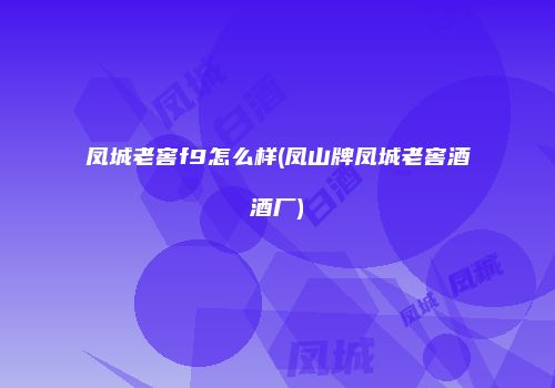 凤城老窖f9怎么样(凤山牌凤城老窖酒酒厂)
