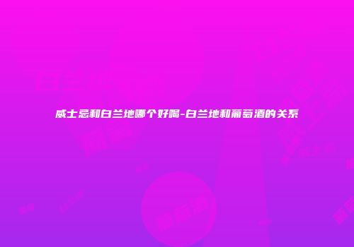 威士忌和白兰地哪个好喝-白兰地和葡萄酒的关系