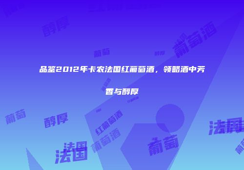 品鉴2012年卡农法国红葡萄酒，领略酒中芳香与醇厚