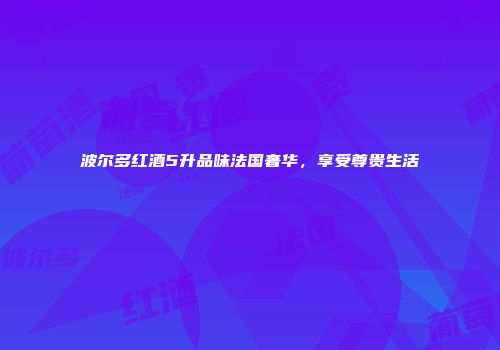 波尔多红酒5升品味法国奢华，享受尊贵生活