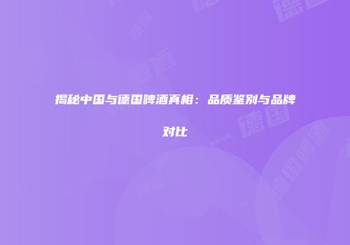 揭秘中国与德国啤酒真相：品质鉴别与品牌对比