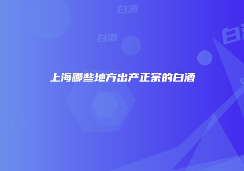上海哪些地方出产正宗的白酒
