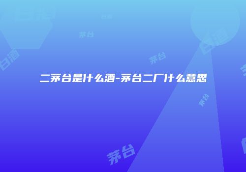 二茅台是什么酒-茅台二厂什么意思