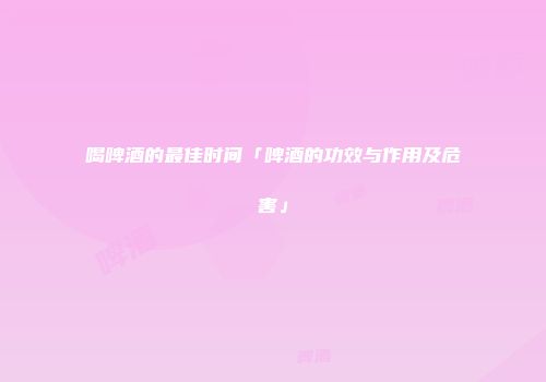 喝啤酒的最佳时间「啤酒的功效与作用及危害」