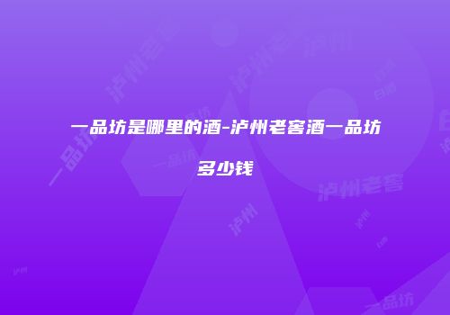 一品坊是哪里的酒-泸州老窖酒一品坊多少钱