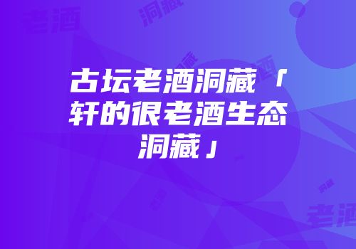 古坛老酒洞藏「轩的很老酒生态洞藏」