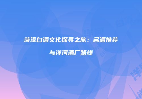 菏泽白酒文化探寻之旅：名酒推荐与洋河酒厂路线