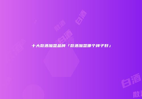 十大散酒加盟品牌「散酒加盟哪个牌子好」