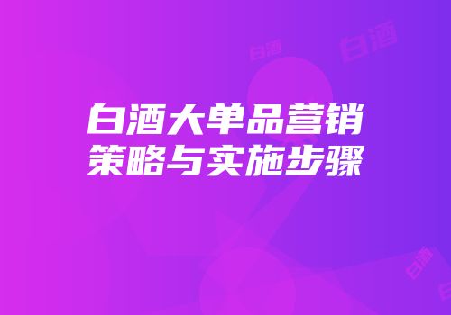 白酒大单品营销策略与实施步骤