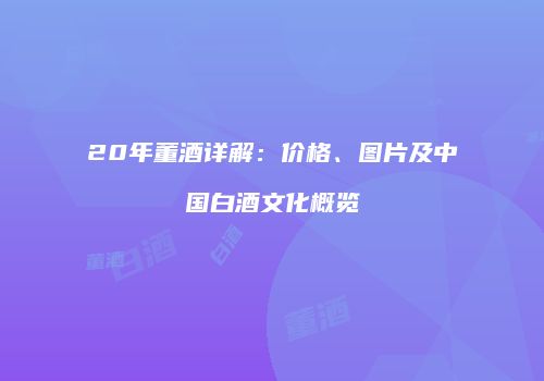 20年董酒详解：价格、图片及中国白酒文化概览