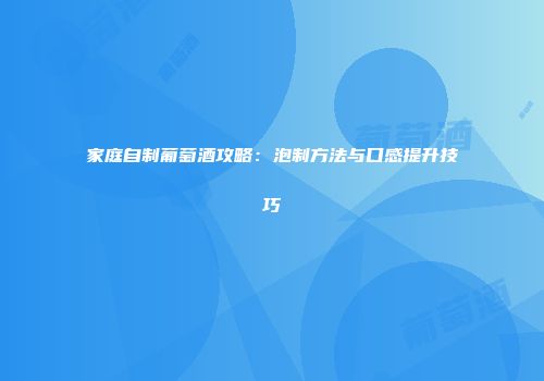 家庭自制葡萄酒攻略：泡制方法与口感提升技巧
