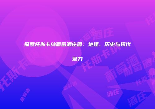 探索托斯卡纳葡萄酒庄园：地理、历史与现代魅力