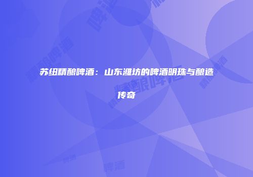 苏纽精酿啤酒：山东潍坊的啤酒明珠与酿造传奇
