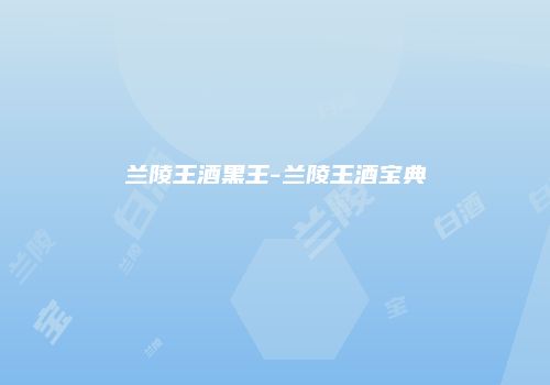 兰陵王酒黑王-兰陵王酒宝典