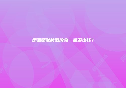 悉泥精酿啤酒价格一瓶多少钱？