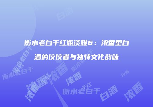 衡水老白干红瓶淡雅6：浓香型白酒的佼佼者与独特文化韵味