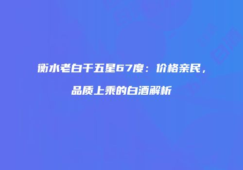 衡水老白干五星67度：价格亲民，品质上乘的白酒解析