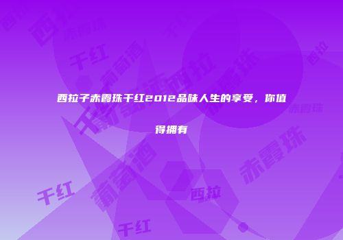 西拉子赤霞珠干红2012品味人生的享受，你值得拥有