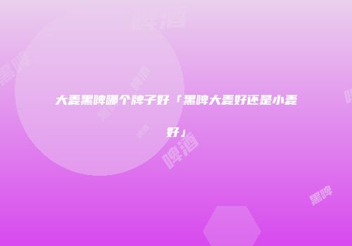 大麦黑啤哪个牌子好「黑啤大麦好还是小麦好」