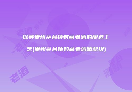 探寻贵州茅台镇封藏老酒的酿造工艺(贵州茅台镇封藏老酒精酿级)