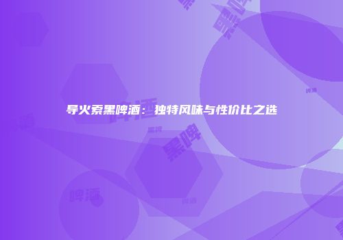 导火索黑啤酒：独特风味与性价比之选
