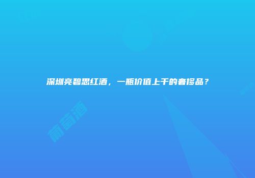 深圳亮碧思红酒，一瓶价值上千的奢侈品？