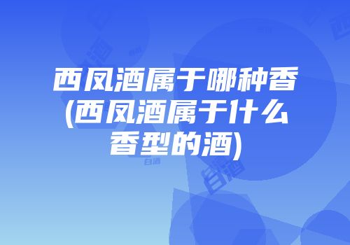 西凤酒属于哪种香(西凤酒属于什么香型的酒)