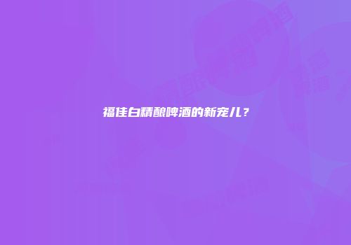 福佳白精酿啤酒的新宠儿？